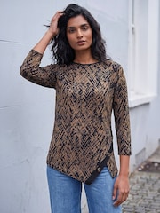 Roman Brown Print Scarf Tunic - Image 4 of 4