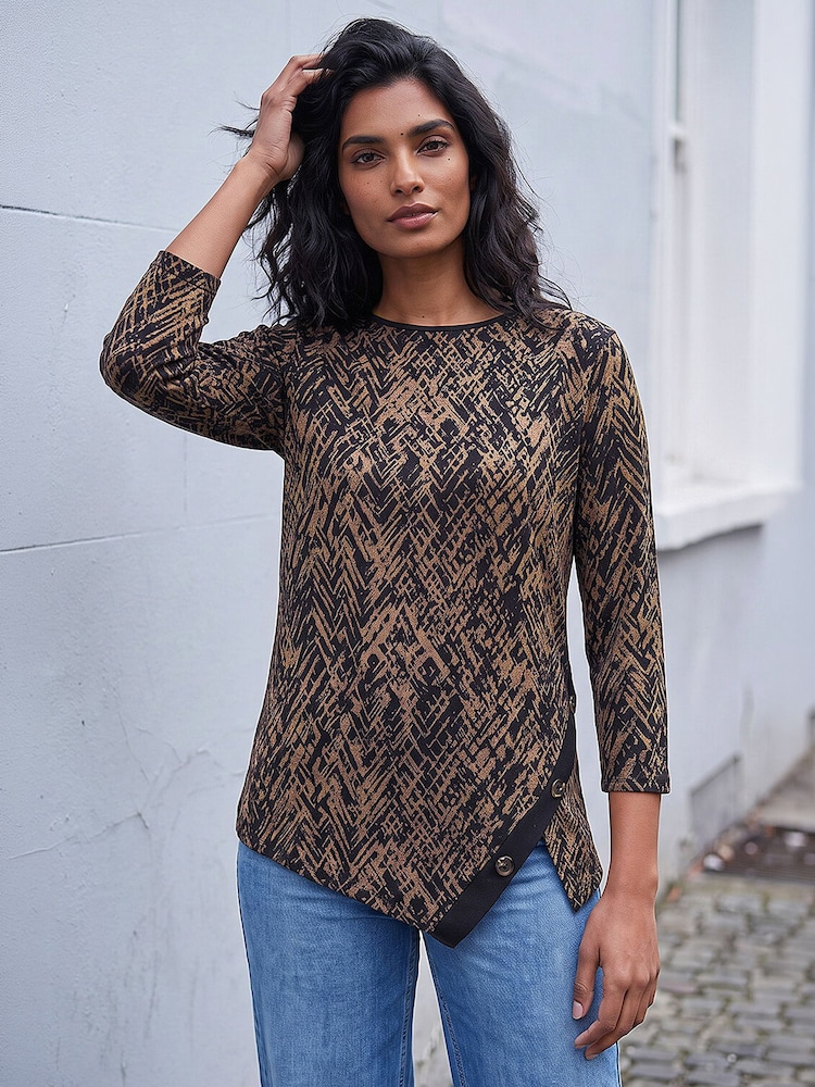 Roman Brown Print Scarf Tunic - Image 4 of 4