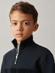 Reiss Selin Slim Fit Half-Zip Funnel Neck Velour Sweatshirt - Imagen 1 de 5