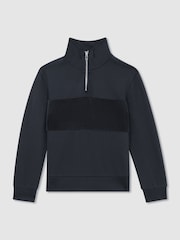 Reiss Selin Slim Fit Half-Zip Funnel Neck Velour Sweatshirt - Imagen 2 de 5