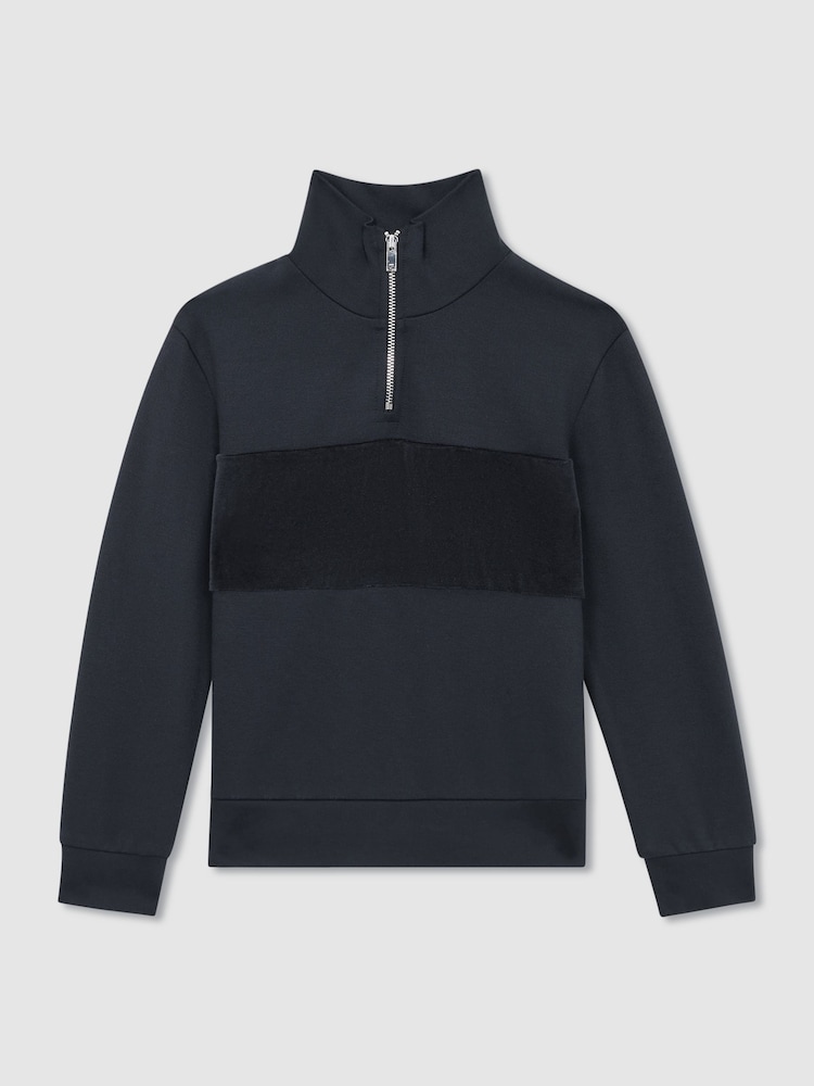 Reiss Selin Slim Fit Half-Zip Funnel Neck Velour Sweatshirt - Imagen 2 de 5
