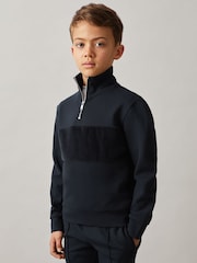 Reiss Selin Slim Fit Half-Zip Funnel Neck Velour Sweatshirt - Imagen 3 de 5