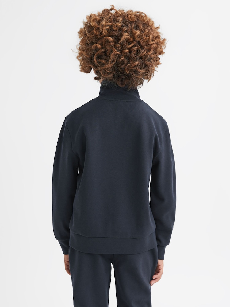 Reiss Selin Slim Fit Half-Zip Funnel Neck Velour Sweatshirt - Imagen 5 de 5