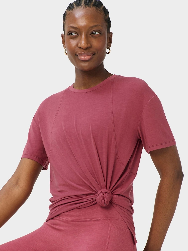 Sweaty Betty Pink Soft Flow Studio Longline T-Shirt - Image 1 of 6 Sweaty Betty Pink Soft Flow Studio Longline T-Shirt - Image 1 of 6