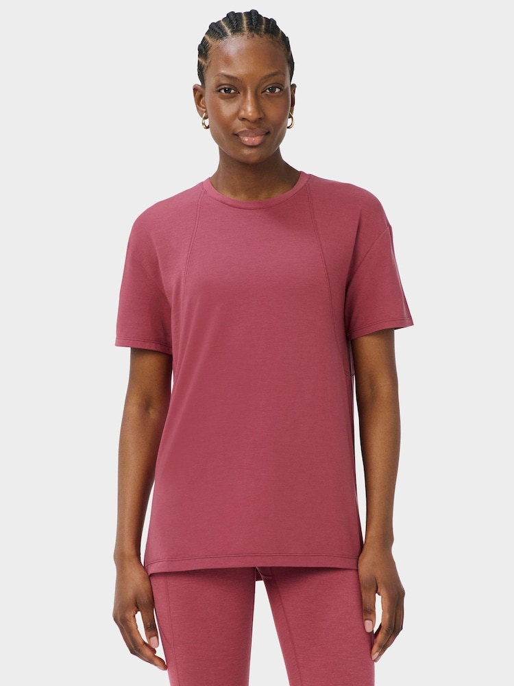 Sweaty Betty Pink Soft Flow Studio Longline T-Shirt - Image 2 of 6 Sweaty Betty Pink Soft Flow Studio Longline T-Shirt - Image 2 of 6