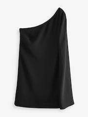 Black One Shoulder Cape Sleeve Mini Dress - Image 4 of 5