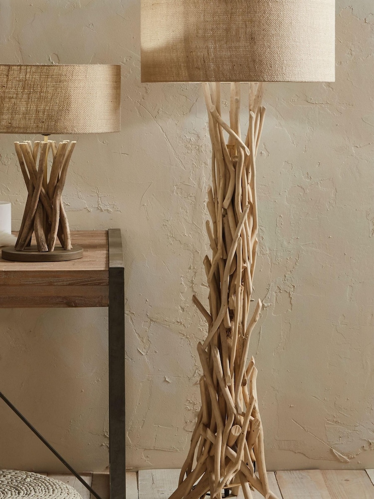 Pacific Natural Derna Driftwood Floor Lamp With Jute Shade - Image 1 of 1