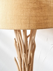 Pacific Natural Derna Driftwood Floor Lamp With Jute Shade - Image 4 of 6