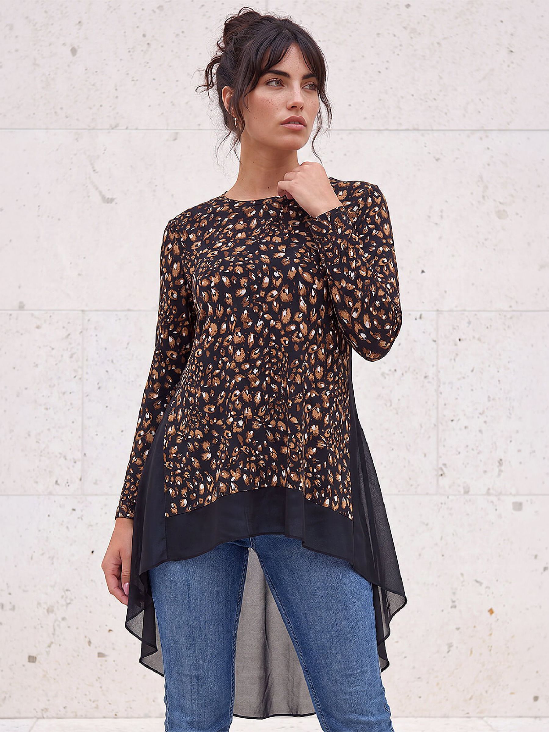 Roman Women's Tan Abstract Print Tunic Top In | : Size 20 - Image 2