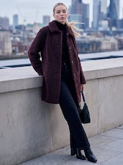 Roman Red Petite Faux Sheepskin Coat - Image 3 of 4