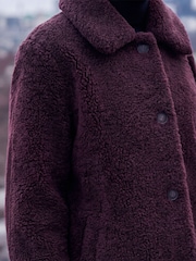 Roman Red Petite Faux Sheepskin Coat - Image 4 of 4
