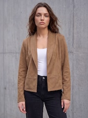 Roman Brown Petite Faux Suede Jacket - Image 1 of 4