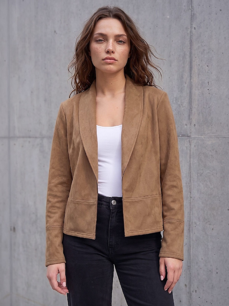 Roman Brown Petite Faux Suede Jacket - Image 1 of 4