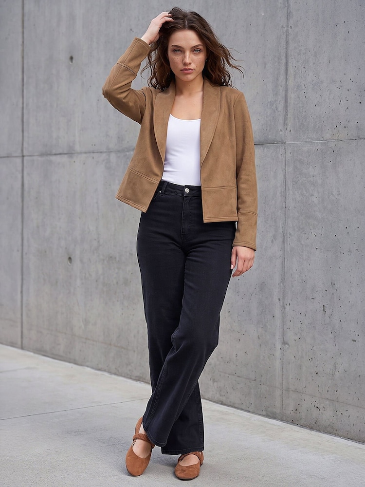 Roman Brown Petite Faux Suede Jacket - Image 2 of 4