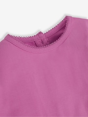 JoJo Maman Bébé Fuchsia Pink 3-Pack Pretty Round Neck Tops - Image 6 of 9