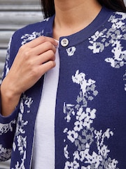 Roman Blue Floral Jacquard Knit Coatigan - Image 4 of 4