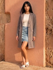 Roman Tan Brown Petite Faux Suede Jacket - Image 2 of 4