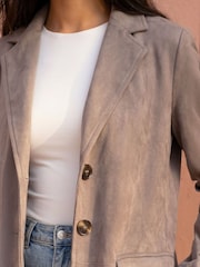 Roman Tan Brown Petite Faux Suede Jacket - Image 4 of 4