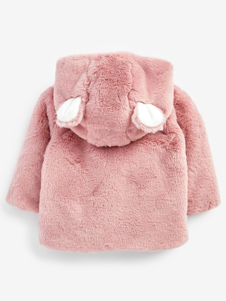 Różowy - Hooded Ears Cosy Button-Up Baby Jacket (0mths-2yrs) - Image 4 of 6