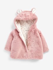 Pink Hooded Ears Cosy Button-Up Baby Jacket (0mths-2yrs) - Image 5 of 6