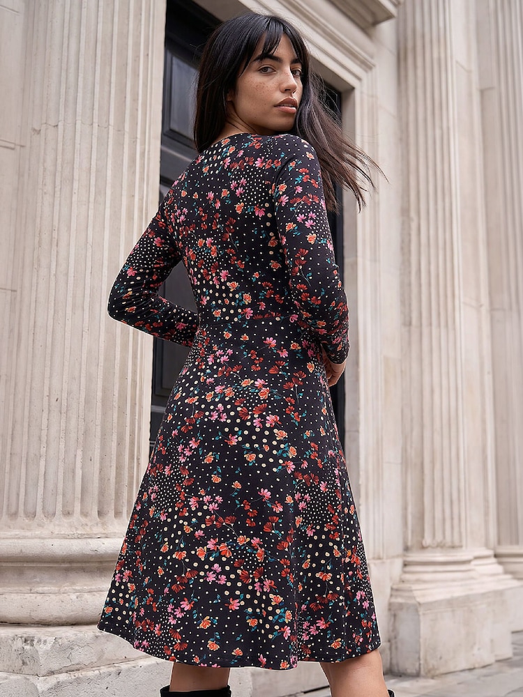 Roman Black Petite Floral Lace Dress - Image 2 of 4 Roman Black Petite Floral Lace Dress - Image 2 of 4
