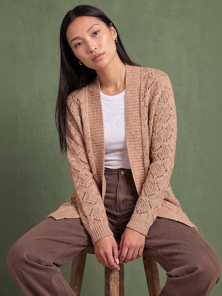 Naturlig - Roman Pointelle-cardigan Med belte - Bilde 1 av 4