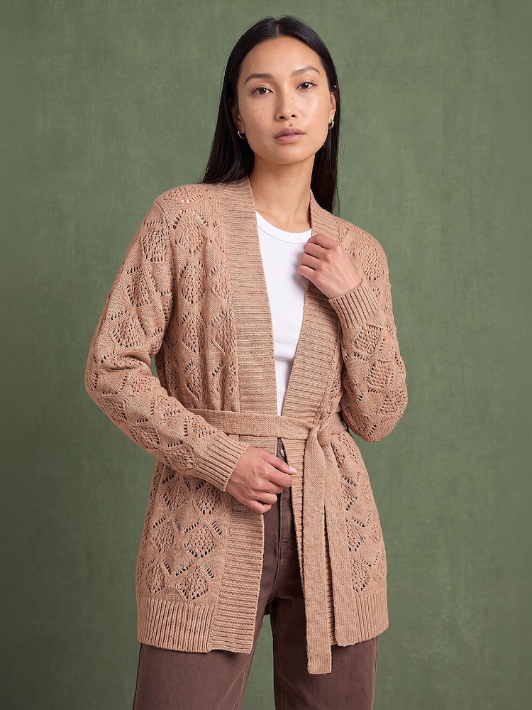 Naturlig - Roman Pointelle-cardigan Med belte - Bilde 2 av 4