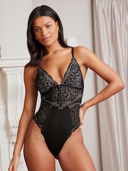 Lipsy Black Swirl Lace Body - Image 1 of 4