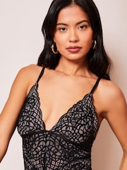 Lipsy Black Swirl Lace Body - Image 4 of 4