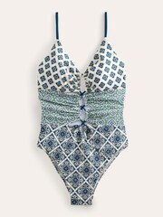 Boden Blue Gathered Cut-Out Swimsuit - Image 6 of 7