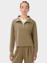 Sweaty Betty Brown Sand Wash Half Zip Crop Sweatshirt - Image 1 of 6
