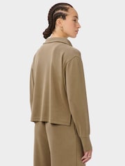 Sweaty Betty Brown Sand Wash Half Zip Crop Sweatshirt - Image 3 of 6