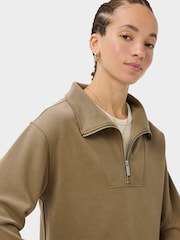 Sweaty Betty Brown Sand Wash Half Zip Crop Sweatshirt - Image 5 of 6