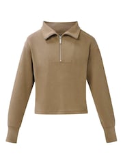 Sweaty Betty Brown Sand Wash Half Zip Crop Sweatshirt - Image 6 of 6