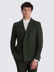 MOSS Green Slim Fit Flannel Double Breasted Suit Jacket - Image 1 of 4