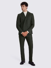 MOSS Green Slim Fit Flannel Double Breasted Suit Jacket - Image 2 of 4
