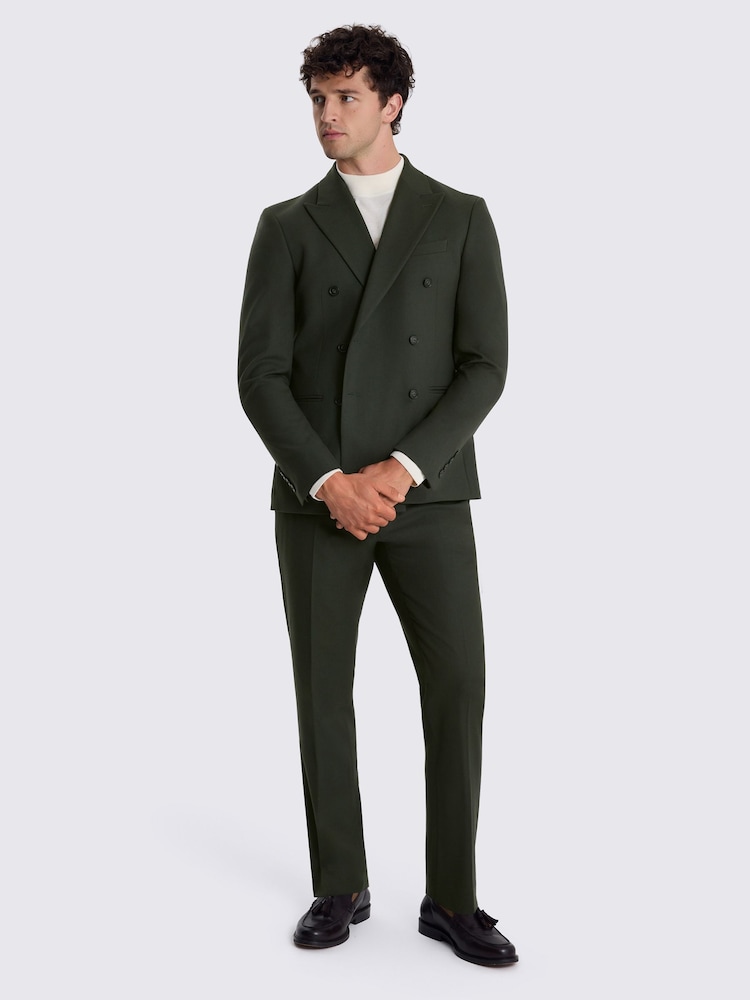 MOSS Green Slim Fit Flannel Double Breasted Suit Jacket - Image 2 of 4 MOSS Green Slim Fit Flannel Double Breasted Suit Jacket - Image 2 of 4