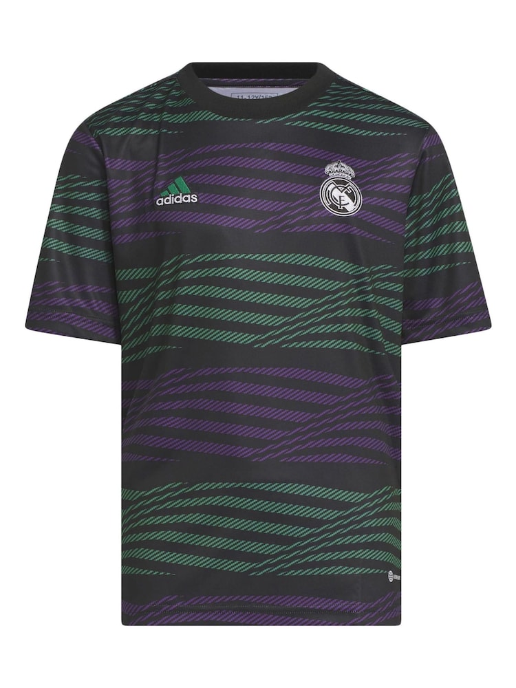 adidas Black Real Madrid Pre Match Shirt Kids - Image 2 of 6