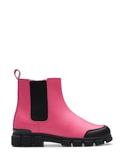 Clarks Bright Pink Standard Fit (F) Leather Waterproof Evyn Chelsea Boots - Image 1 of 7