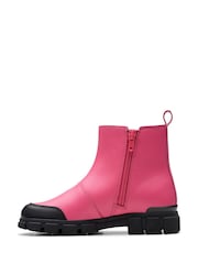 Clarks Bright Pink Standard Fit (F) Leather Waterproof Evyn Chelsea Boots - Image 2 of 7