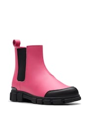 Clarks Bright Pink Standard Fit (F) Leather Waterproof Evyn Chelsea Boots - Image 3 of 7