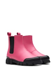 Clarks Bright Pink Standard Fit (F) Leather Waterproof Evyn Chelsea Boots - Image 4 of 7