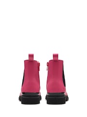Clarks Bright Pink Standard Fit (F) Leather Waterproof Evyn Chelsea Boots - Image 5 of 7