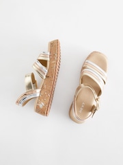 Metallic Gold Platform Wedge Sandals - Image 3 of 7