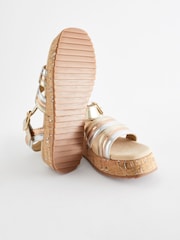 Metallic Gold Platform Wedge Sandals - Image 4 of 7