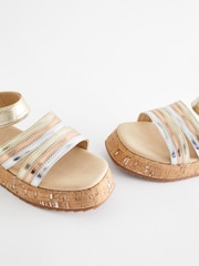 Metallic Gold Platform Wedge Sandals - Image 5 of 7