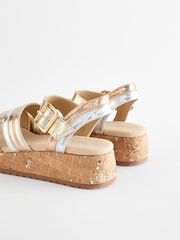 Metallic Gold Platform Wedge Sandals - Image 6 of 7