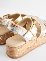 Metallic Gold Platform Wedge Sandals - Image 7 of 7