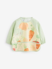 Sage Green Vegetables Baby Weaning And Feeding Sleeved Bibs - Image 1 of 4