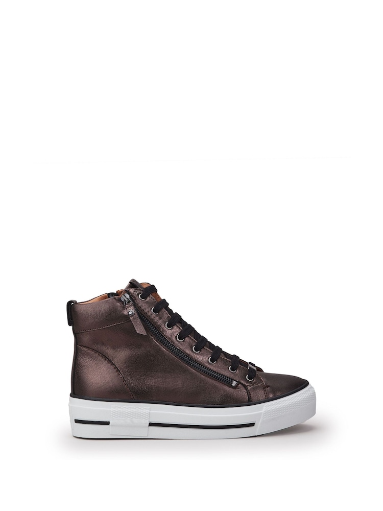 Marrón - Zapatillas altas de piel con cordones y suela gruesa Annaken de Moda in Pelle - Imagen 1 de 4 Marrón - Zapatillas altas de piel con cordones y suela gruesa Annaken de Moda in Pelle - Imagen 1 de 4